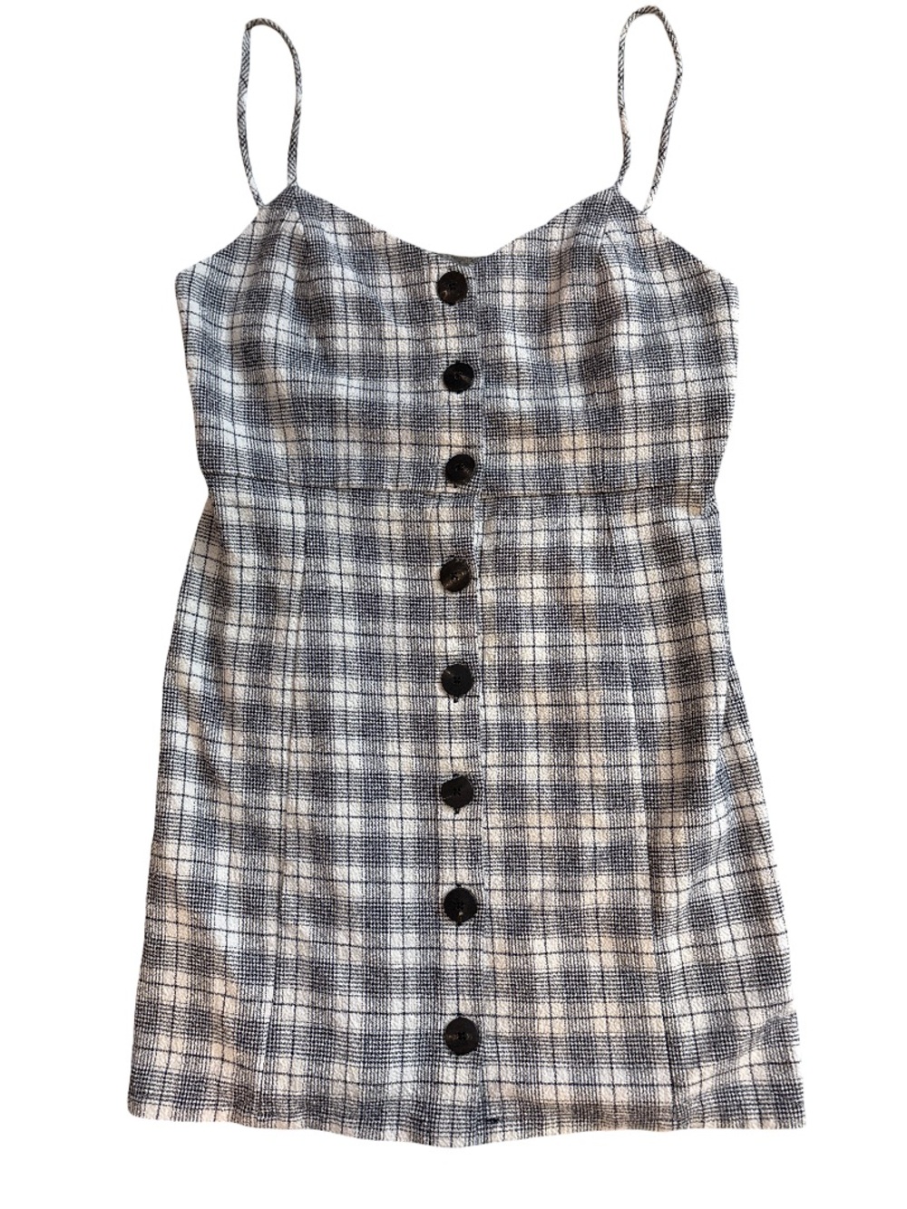 Zara Black and White Plaid Spaghetti Strap Dress